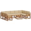 vidaXL Zunanja garnitura za sedenje z blazino 10 pcs Naravna in bež