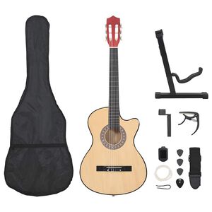 vidaXL Akustična kitara 12-delni komplet s 6 strunami 38"