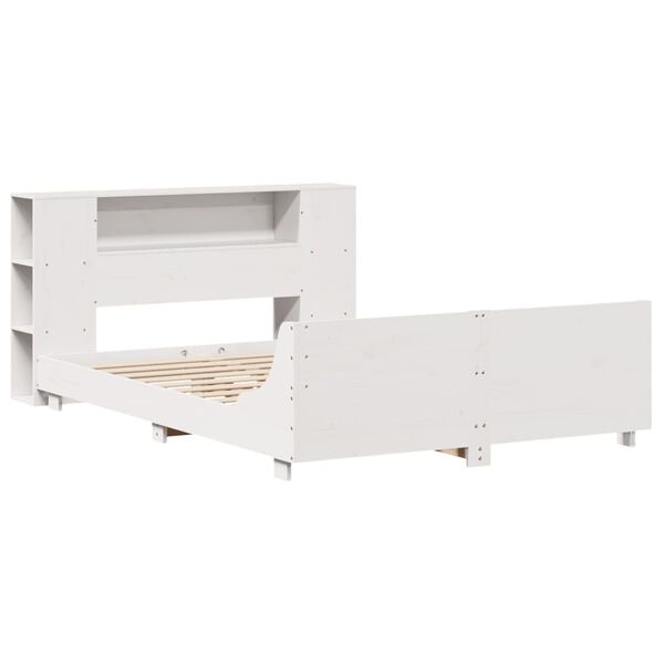 vidaXL Posteljni okvir brez vzmetnice bel 160x200 cm trdna borovina