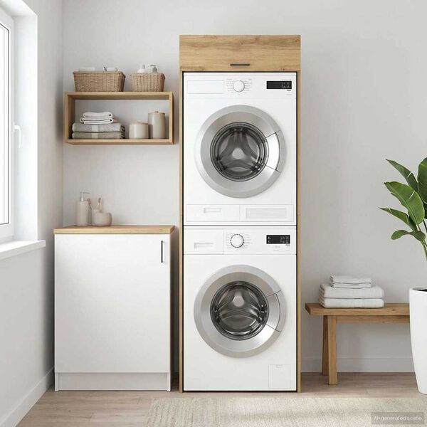 vidaXL Omara za pralni stroj z vrati Umetni hrast 67,5 x 68 x 200 cm