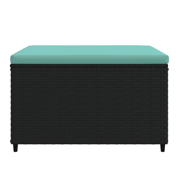 vidaXL Vrtni stolčki za noge z blazino 2 kosa črn poli ratan