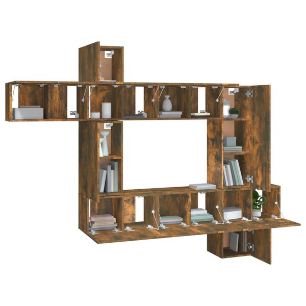 vidaXL Komplet TV omaric 10-delni dimljen hrast konstruiran les