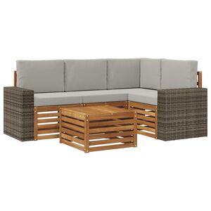 vidaXL Zunanja garnitura za sedenje 5 pcs Naravna in svetlo siva