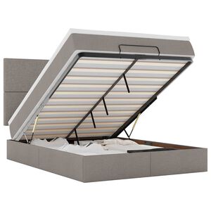 vidaXL Otomanska postelja z vzmetnico taupe 140x200 cm blago