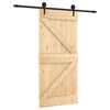vidaXL Drsna vrata Naravna in črna 95 x 210 cm Masiven borov les