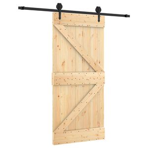 vidaXL Drsna vrata Naravna in črna 95 x 210 cm Masiven borov les