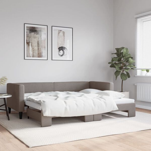 vidaXL Izvlečna dnevna postelja temno taupe 80x200 cm blago