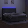vidaXL Box spring postelja z vzmetnico LED temno siva 160x200 cm blago