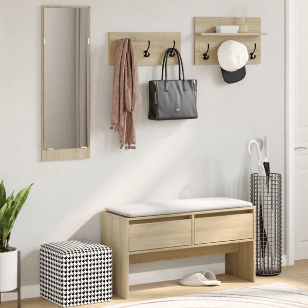 vidaXL Komplet pohi&scaron;tva za predsobo 4-delni sonoma hrast inž. les