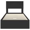 vidaXL Postelja s shranjevanjem Črna 90 x 190 cm Konstruiran les