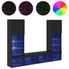 vidaXL TV stenske enote z LED 5 pcs Črna Orehovina Konstruiran les