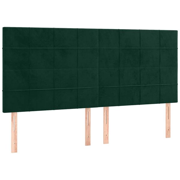 vidaXL Vzglavje postelje temno zeleno 180x5x118/128 cm žametno