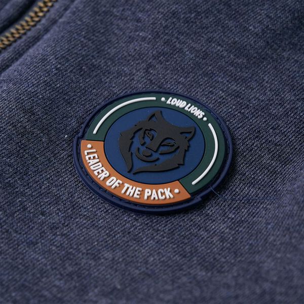 Otroški pulover s kapuco in zadrgo temno moder melanž 92