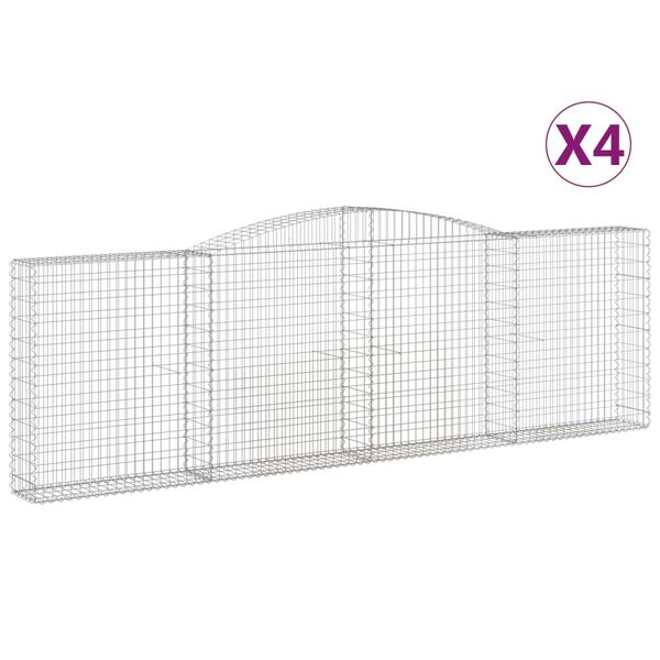 vidaXL Obokane gabion košare 4 kosi 400x30x120/140 cm pocinkano železo