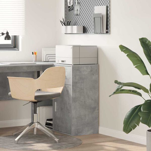 vidaXL Stranska omarica s predalom Betonsko siva 38 x 34,5 x 75 cm