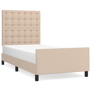 vidaXL Posteljni okvir z vzglavjem kapučino 80x200 cm umetno usnje