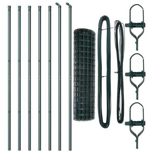 vidaXL Ograja s stebrom Zelena 1 x 10 m Jeklo in PVC