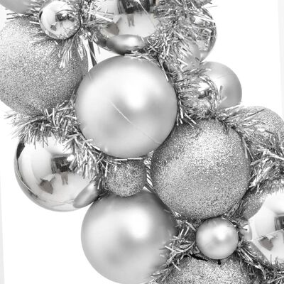 vidaXL Božični venček srebrn 45 cm polistiren