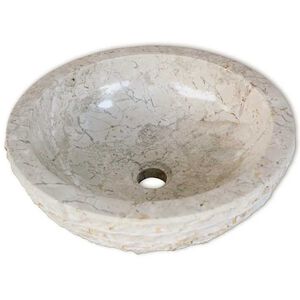 vidaXL Umivalnik marmor 40 cm krem