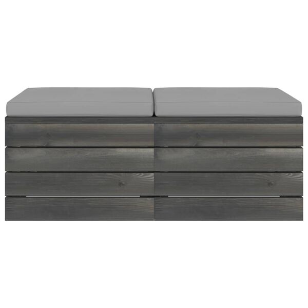 vidaXL Vrtni tabure iz palet 2 kosa z blazinami trdna borovina