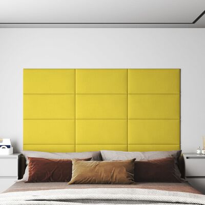 vidaXL Stenski paneli 12 kosov svetlo rumeni 60x30 cm blago 2,16 m²