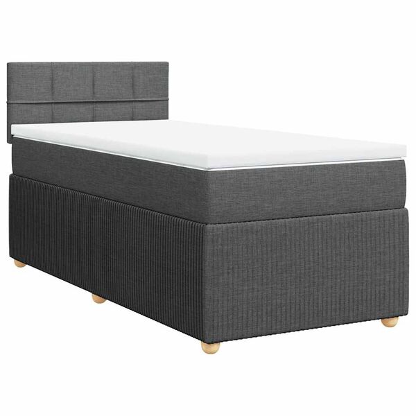 vidaXL Box spring postelja z vzmetnico temno siva 100x200 cm blago