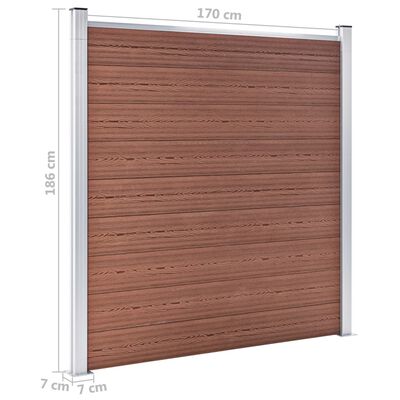vidaXL WPC ograjni paneli 8 kvadratnih + 1 poševni 1484x186 cm rjavi