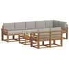 vidaXL Zunanja garnitura za sedenje 9 pcs Naravna in svetlo siva