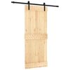 vidaXL Drsna vrata Naravna in črna 85 x 210 cm Masiven borov les