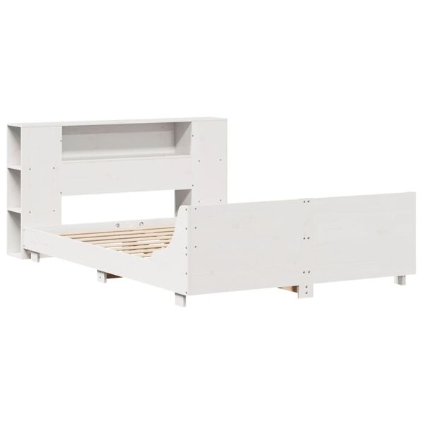 vidaXL Posteljni okvir brez vzmetnice bel 150x200 cm trdna borovina