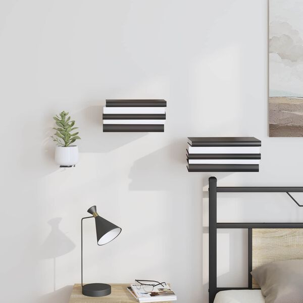 vidaXL Nevidna lebdeča polica s polico 4 pcs Črna 6 x 11 x 6,5 cm