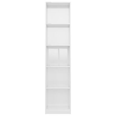 vidaXL Knjižna omara 5-nadstropna visok sijaj bela 40x24x175 cm