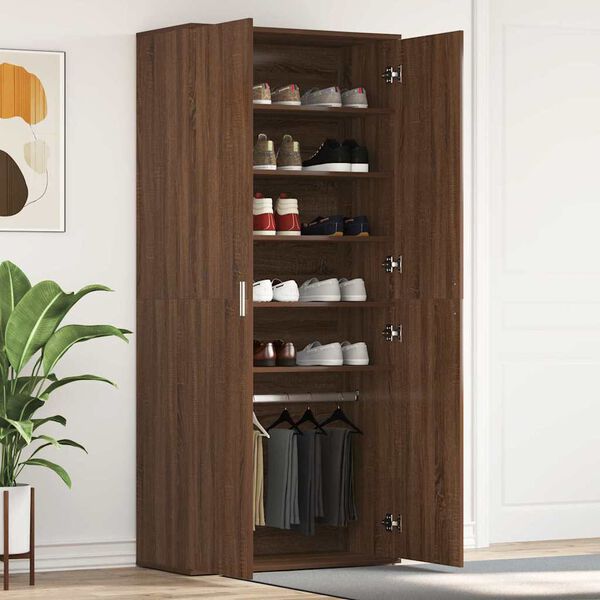 vidaXL Omara za čevlje z vrati Rjava 80 x 39 x 180 cm Konstruiran les