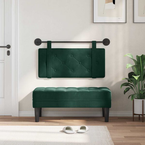 vidaXL Visoki naslon za glavo Temno zelena 90 x 55 x 5 cm Žamet