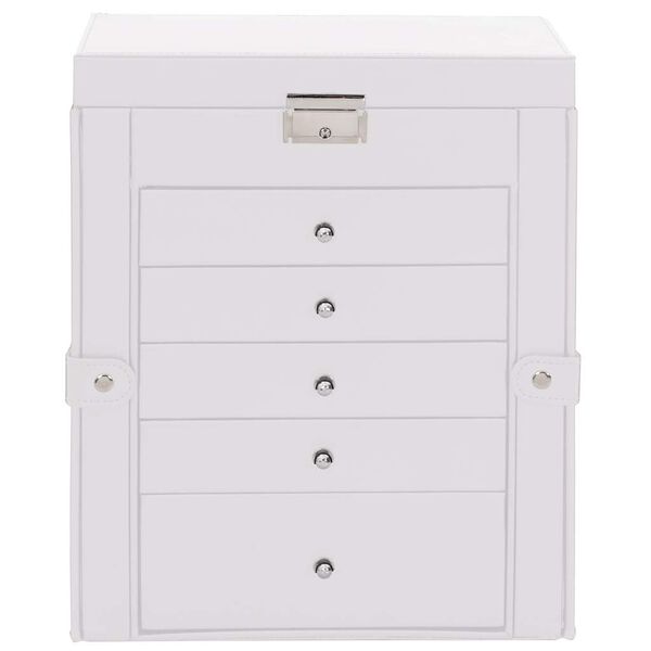 vidaXL Jewellery Box 6-Layer z ogledalom zaklenljiv Bela