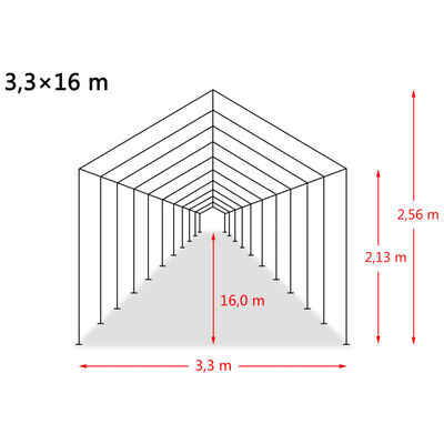 vidaXL Premični šotor za živino PVC 550 g/m² 3,3x16 m temno zelen