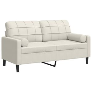 vidaXL Kavč dvosed z okrasnimi blazinami krem 140 cm žamet