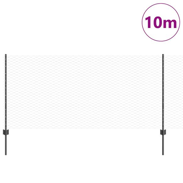 vidaXL Ograja s stebrom Siva 1 x 10 m Jeklo in PVC