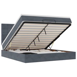 vidaXL Otomanski posteljni okvir z vzmetnicami siv 180x200cm žamet