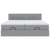 vidaXL Otomanski posteljni okvir z vzmetnicami siv 180x200 cm blago