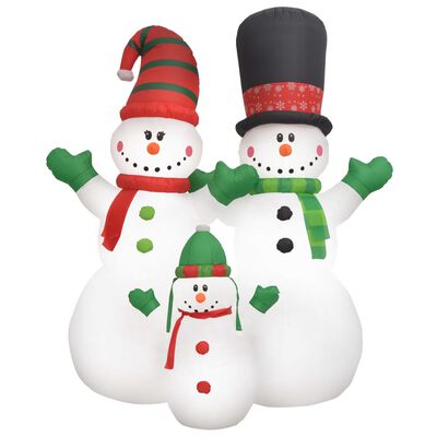 vidaXL Napihljiva družina snežakov z LED lučkami 240 cm