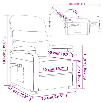 vidaXL Masažni stol s funkcijo vstajanja antracit umetno usnje