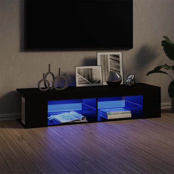 vidaXL TV omarica z LED lučkami črna 135x39x30 cm
