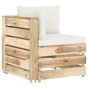 vidaXL Sekcijski kotni kavč z blazinami zelen impregniran les