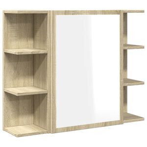 vidaXL Kopalni&scaron;ka omarica z ogledalom sonoma hrast 80x20,5x64 cm