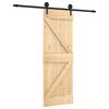 vidaXL Drsna vrata Naravna in črna 70 x 210 cm Masiven borov les