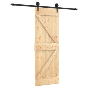 vidaXL Drsna vrata Naravna in črna 70 x 210 cm Masiven borov les