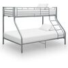 vidaXL Posteljni okvir pograd siv kovinski 140x200/90x200 cm