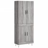 vidaXL Visoka komoda siva sonoma 69,5x34x180 cm inženirski les