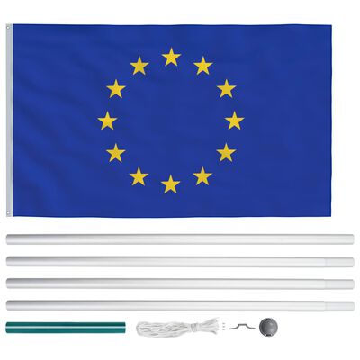 vidaXL Zastava Evrope in aluminijast zastavni drog 6,2 m